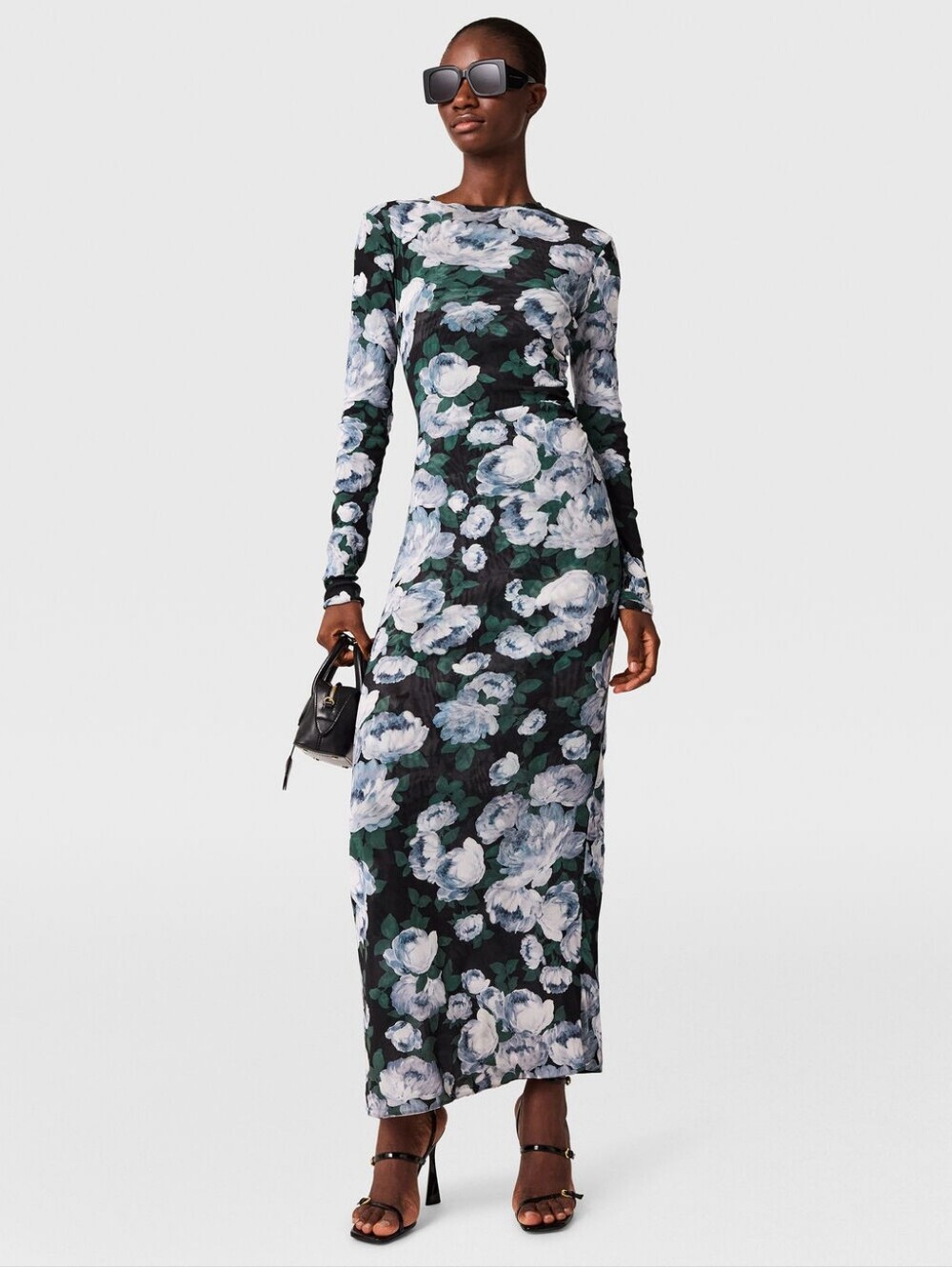 STELLA MCCARTNEY Gathered Floral Long Sleeve Mesh Maxi Dress L Org $1,890